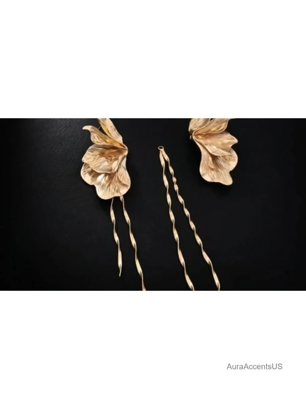 18K Gold Plated Flower Tassel Drop Earrings Statement Long Dangle Jewelry for